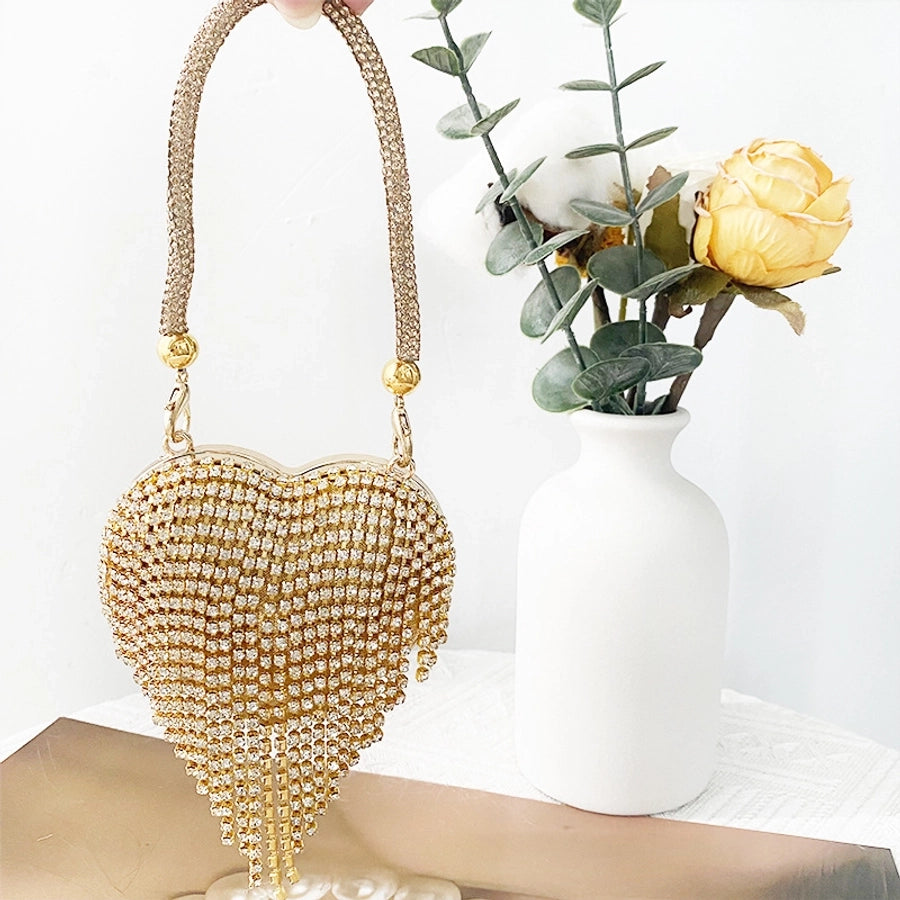 Rhinestone Glass Heart Shape Heart-shaped Evening Bags