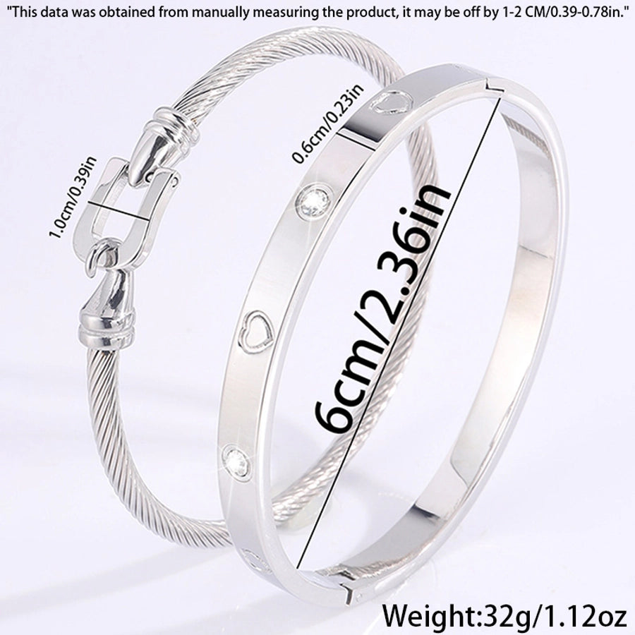 Elegant French Style Classic Style Heart Shape 304 Stainless Steel Bangle In Bulk