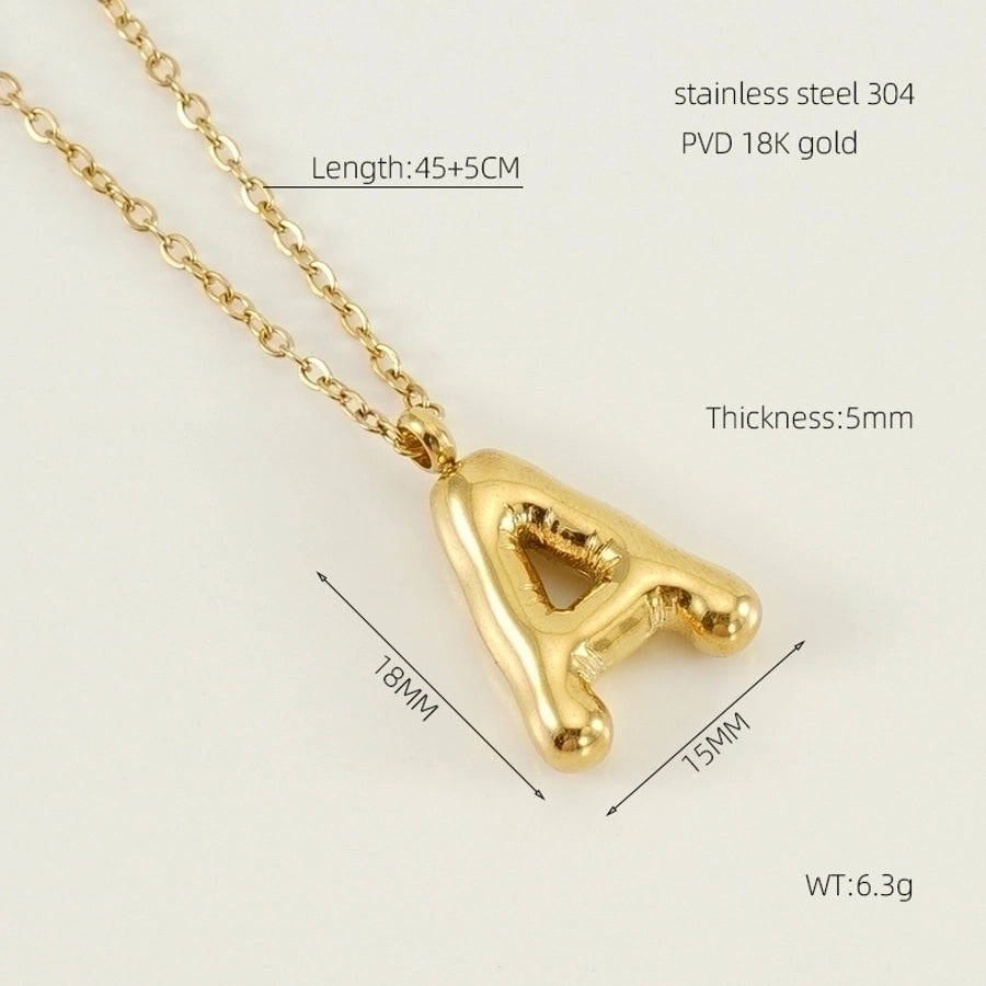 304 Stainless Steel 18K Gold Plated Casual Cute Plating Letter Titanium Steel Pendant Necklace