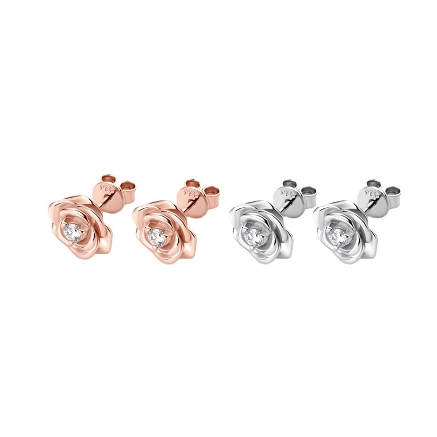 1 Pair 925 Sterling Silver Moissanite Flower Ear Studs