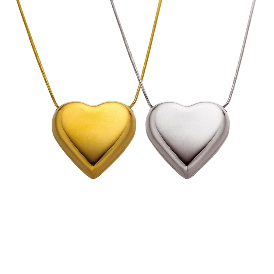 Jewelry Romantic Simple Style Heart Shape 304 Stainless Steel 18K Gold Plated Pendant Necklace