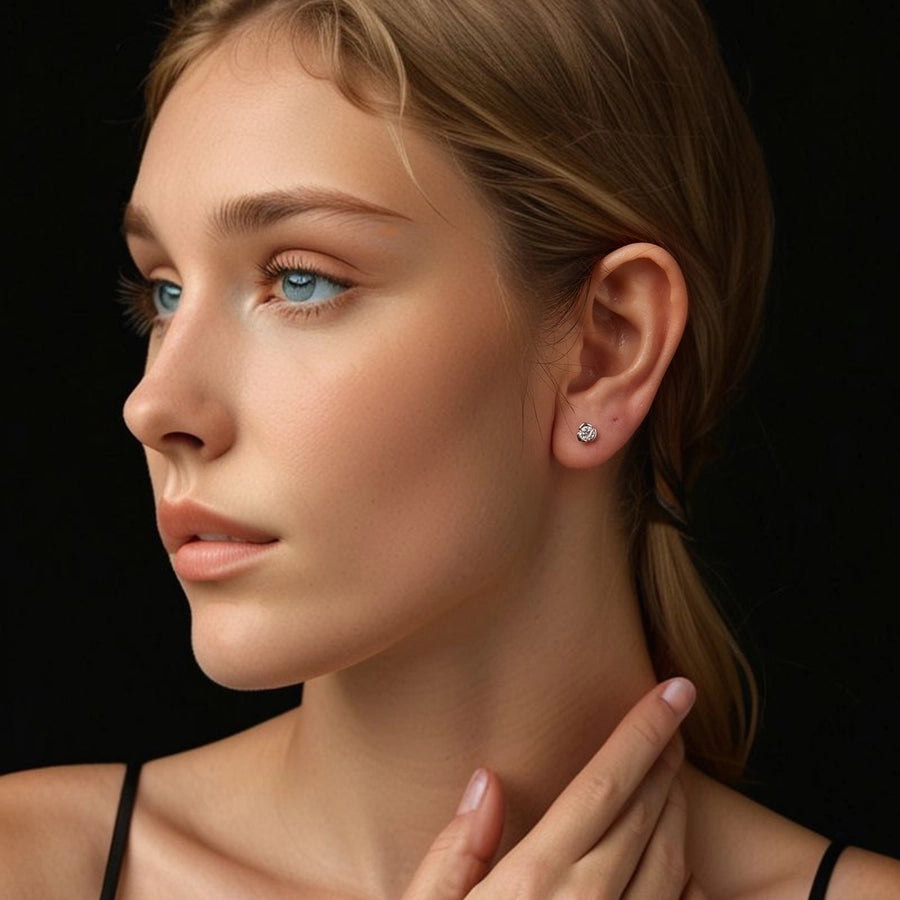 1 Pair 0.3ct 925 Sterling Silver Moissanite Geometric Ear Studs