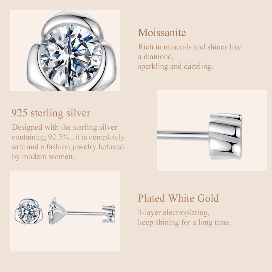 1 Pair 0.3ct 925 Sterling Silver Moissanite Geometric Ear Studs