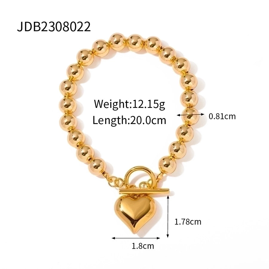 Jewelry Simple Style Classic Style Heart Shape 304 Stainless Steel Plating Bracelets Necklace