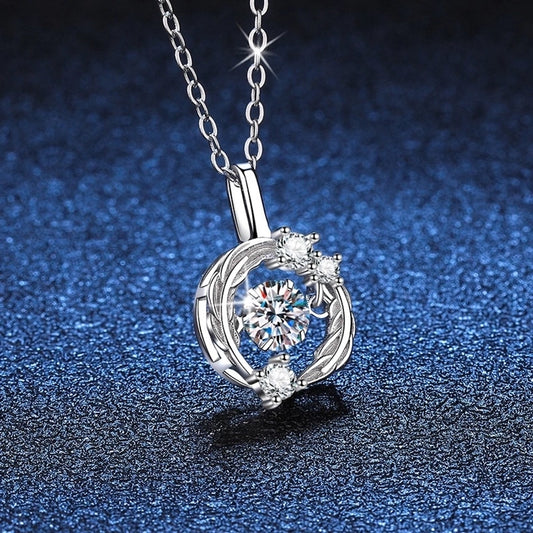 925 Sterling Silver Moissanite Zircon cable chain Hollow Out Inlay GRA Certificate Pendant Necklace