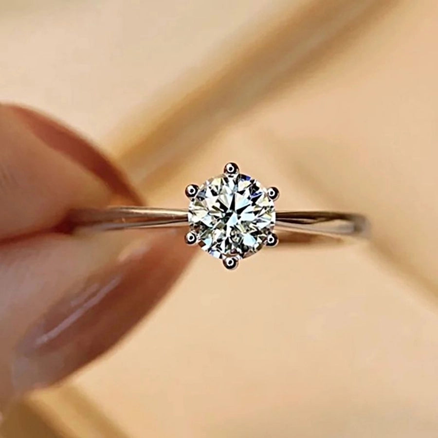 925 Sterling Silver Moissanite Solid Color Rings