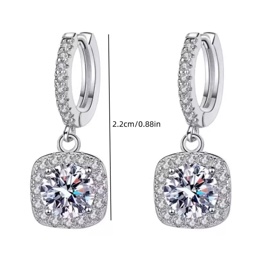 1.0ct Round Brilliant Cut FL-IF GRA Certificate Moissanite Earrings Drop Earrings Colorless(DEF)