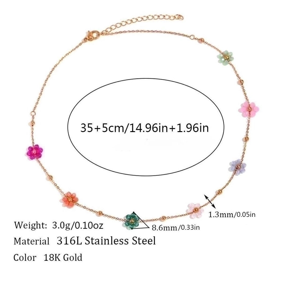 Jewelry Simple Style Flower Stainless Steel 18K Gold Plated Plating Necklace