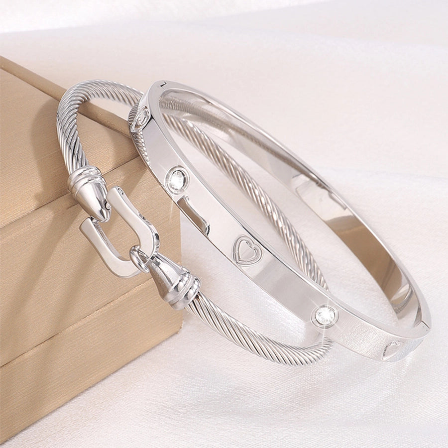 Elegant French Style Classic Style Heart Shape 304 Stainless Steel Bangle In Bulk