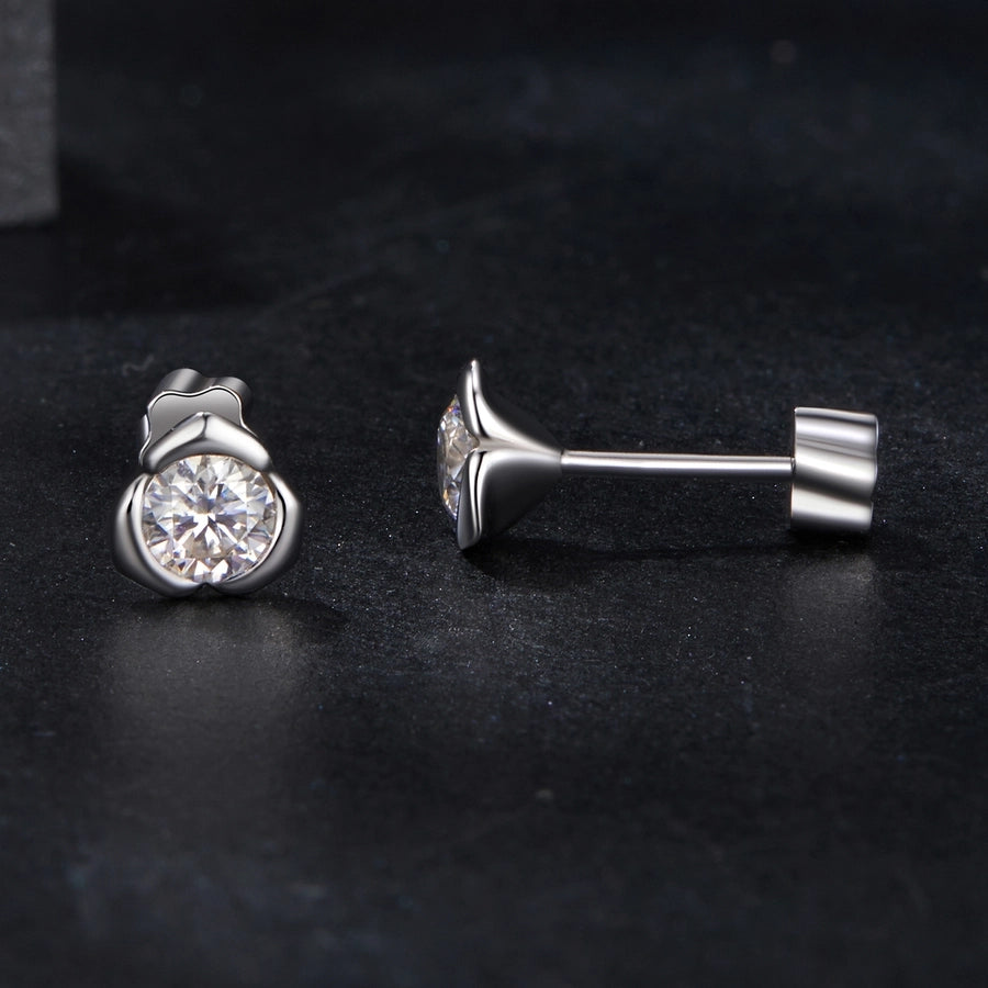 1 Pair 0.3ct 925 Sterling Silver Moissanite Geometric Ear Studs