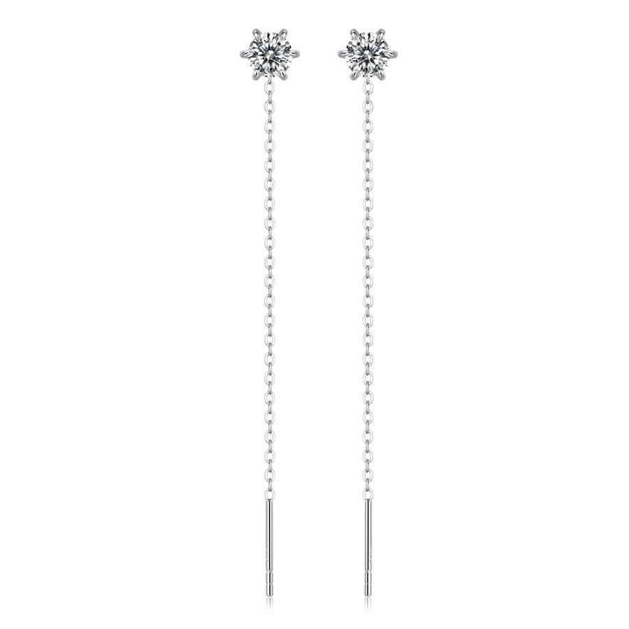 1 Pair 925 Sterling Silver Moissanite Geometric Drop Earrings