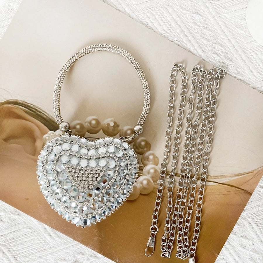 Rhinestone Glass Heart Shape Heart-shaped Evening Bags