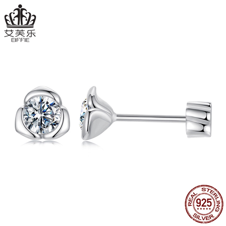 1 Pair 0.3ct 925 Sterling Silver Moissanite Geometric Ear Studs