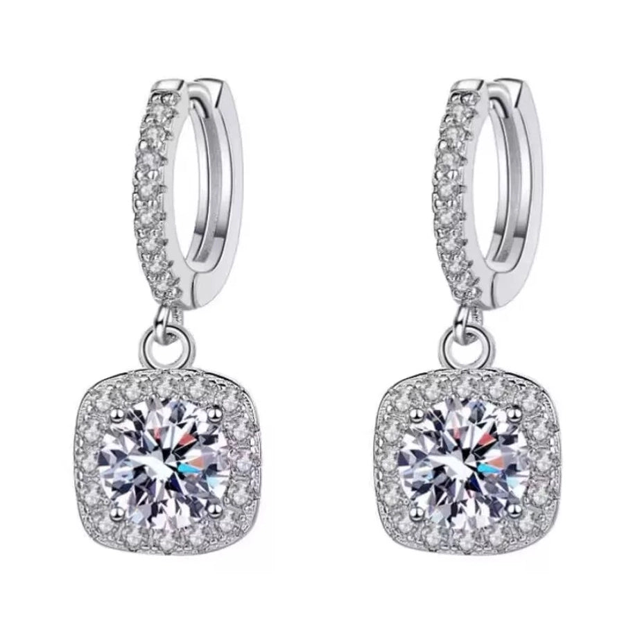 1.0ct Round Brilliant Cut FL-IF GRA Certificate Moissanite Earrings Drop Earrings Colorless(DEF)