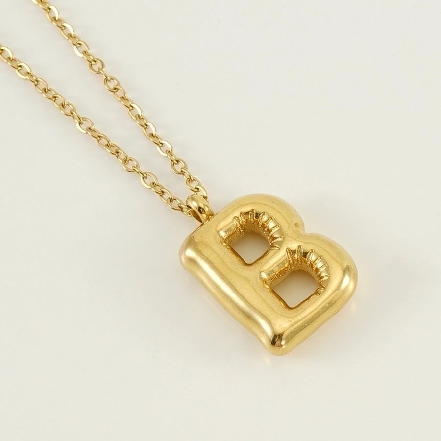 304 Stainless Steel 18K Gold Plated Casual Cute Plating Letter Titanium Steel Pendant Necklace