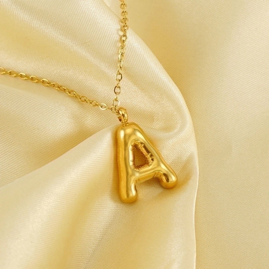 304 Stainless Steel 18K Gold Plated Casual Cute Plating Letter Titanium Steel Pendant Necklace